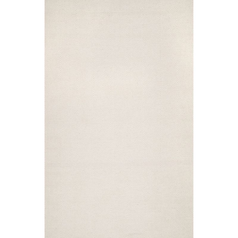 Cream Geometric Handmade Wool Area Rug