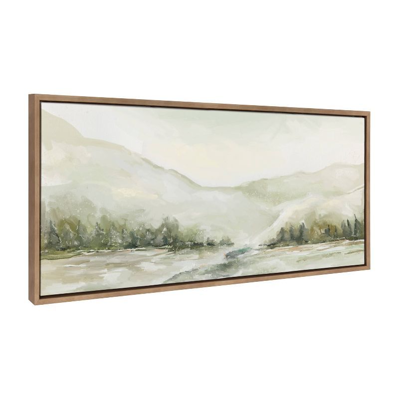 Winter Landscape Gold Framed Canvas Wall Art, 18x40