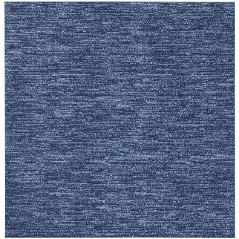 Navy Blue Square Synthetic Easy Care Rug, 5 ft x 5 ft