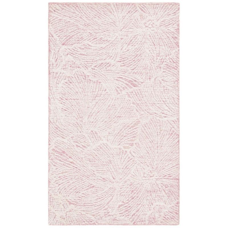 Handmade Pink and Ivory Wool Tufted Area Rug 3' x 5'