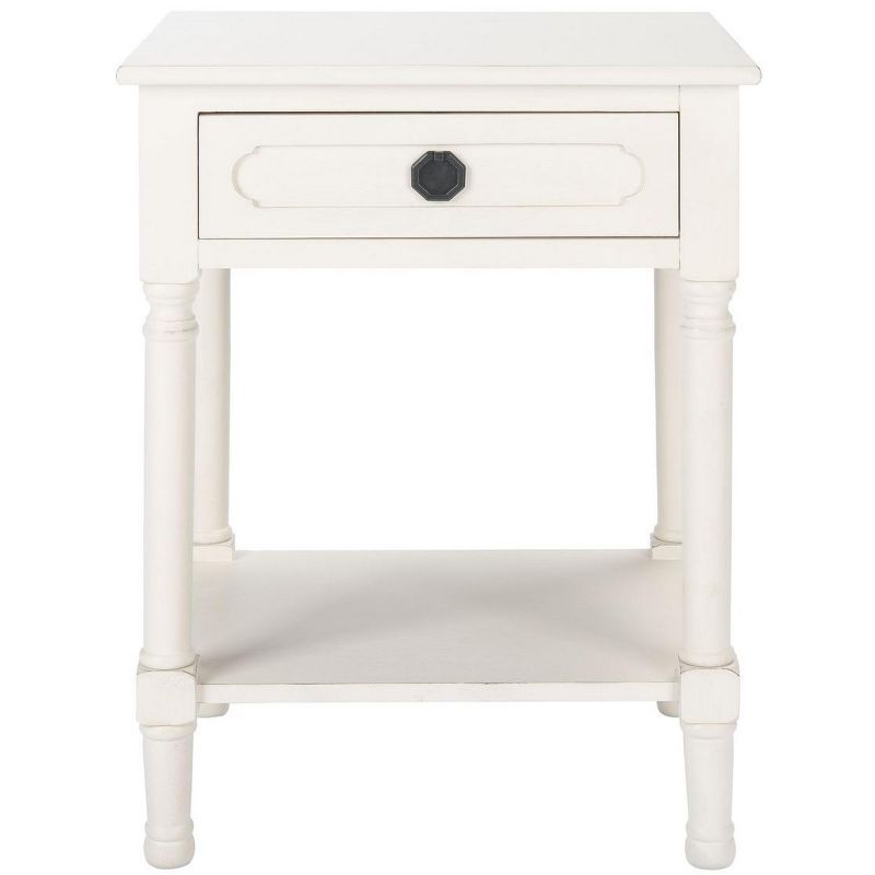 Allura Distressed White Wood 1-Drawer Accent Table