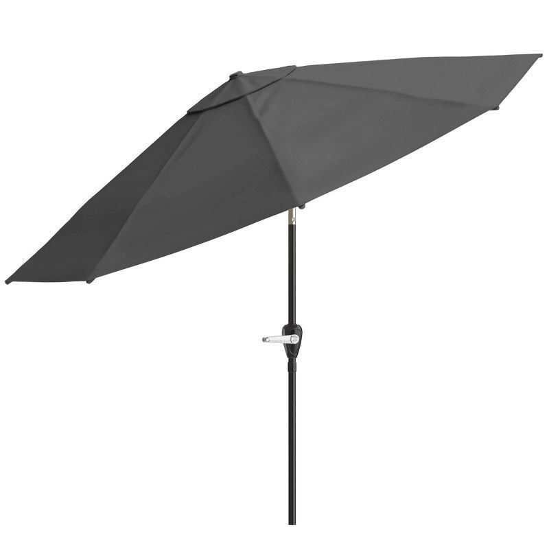 10-Foot Gray Steel Outdoor Patio Umbrella with Auto Tilt