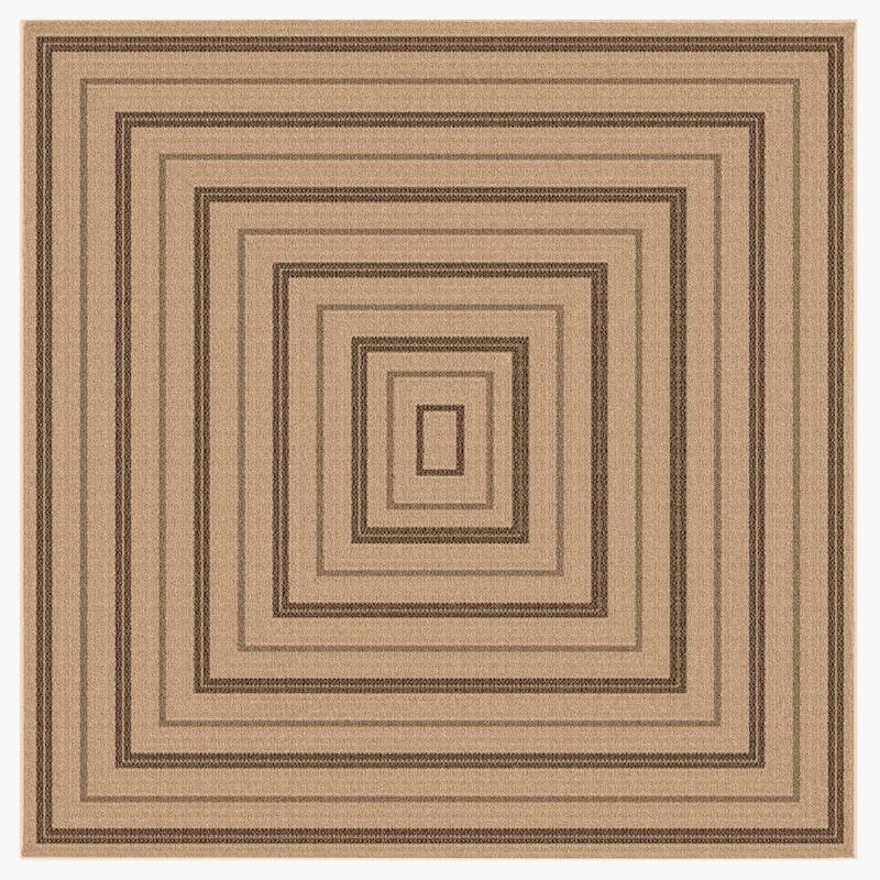 Sahara Multi Natural Round Flat Woven Synthetic Rug