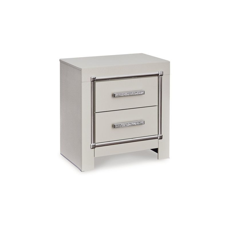 Silver Faux Gator 2-Drawer Nightstand with Chrome Details