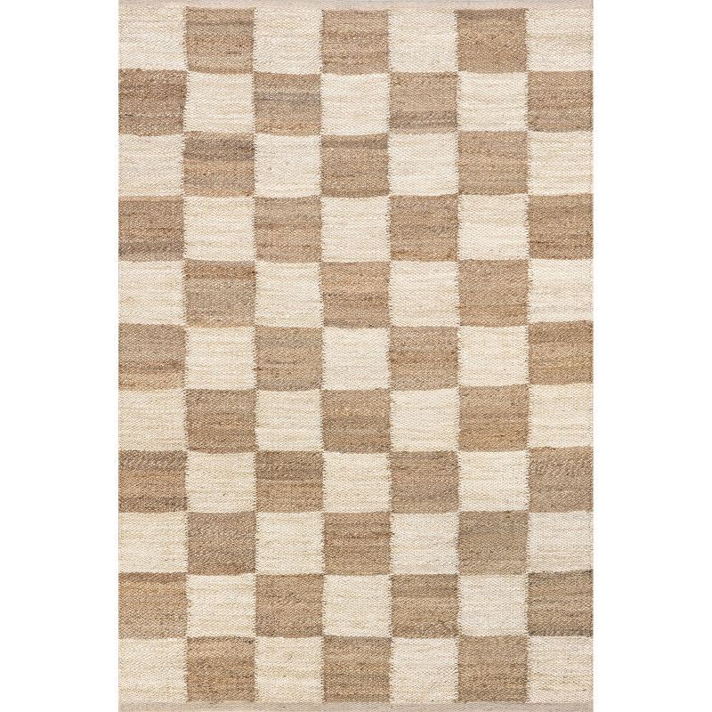 Ivory and Beige Cotton Flat Woven Rectangular Area Rug, 10' x 14'