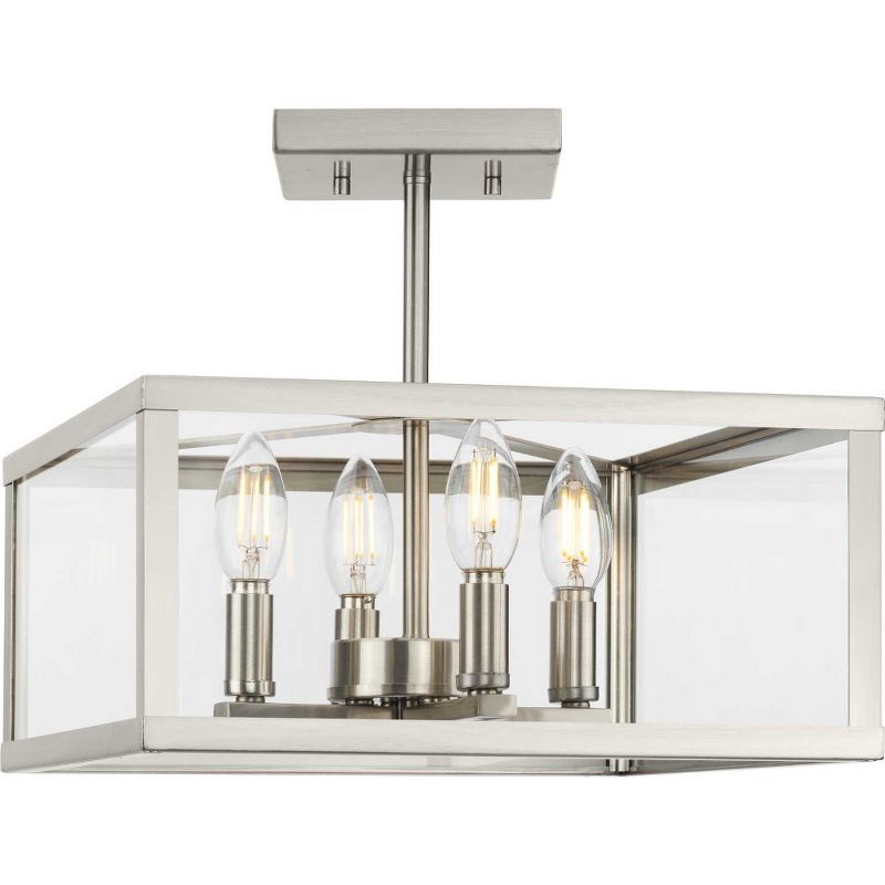 Hillcrest Matte Black 4-Light Semi-Flush Mount with Clear Glass