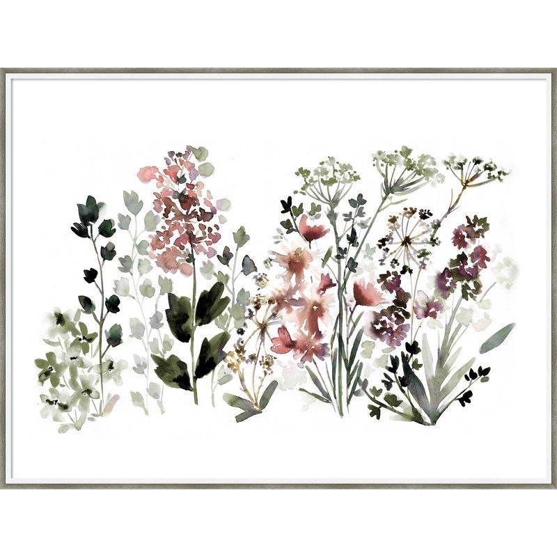 Muted Wildflowers Botanical Aquarelle Framed Wall Art, 41" x 31"