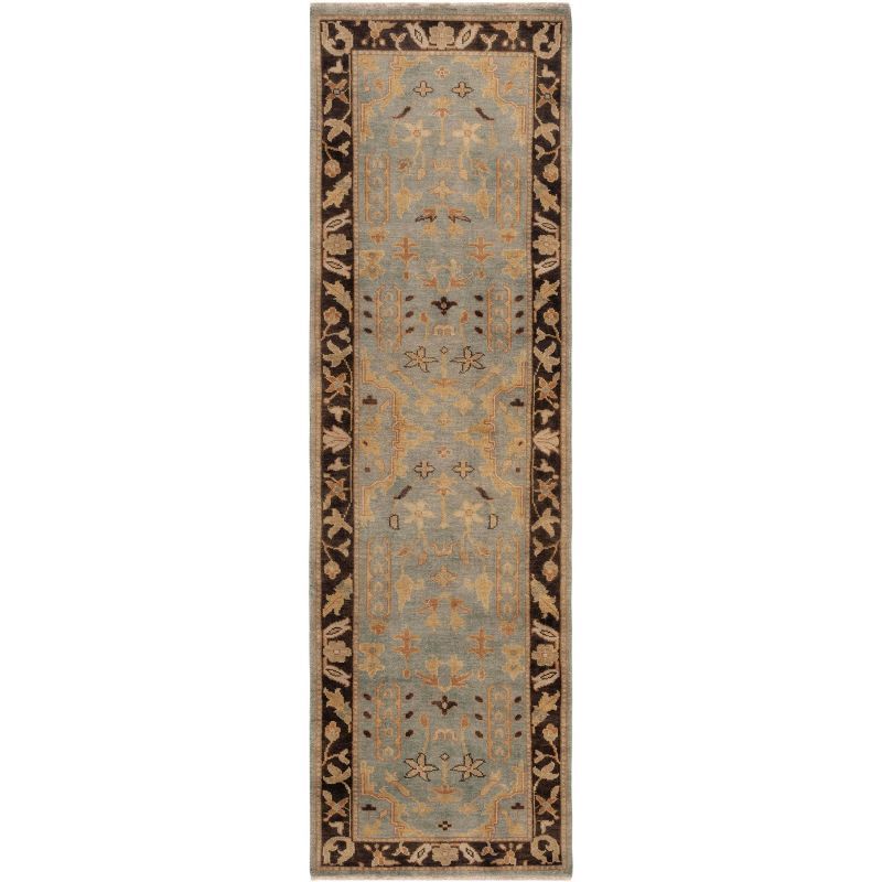 Hand-Knotted Light Blue Wool Oushak Area Rug, 3' x 10'