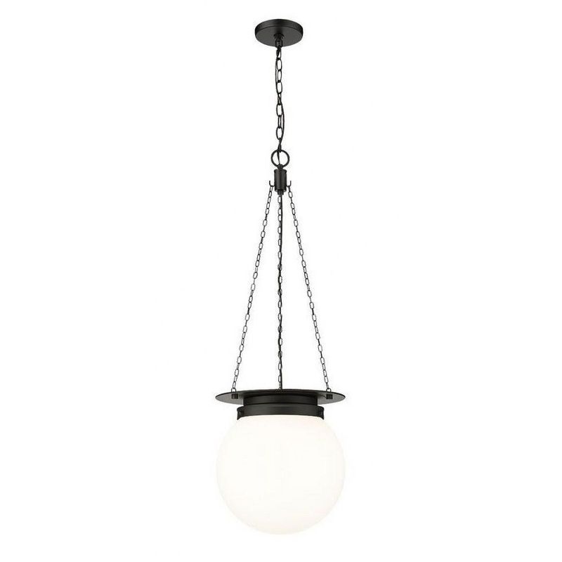 Calhoun Matte Black Steel and Glass Globe Pendant Light