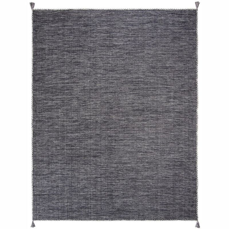 Coastal Charm Grey/Black Handwoven Cotton 8' x 10' Area Rug