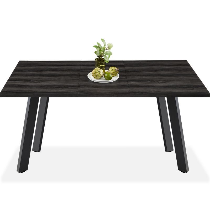 Black Extendable MDF Dining Table with Powder-Coated Steel Legs