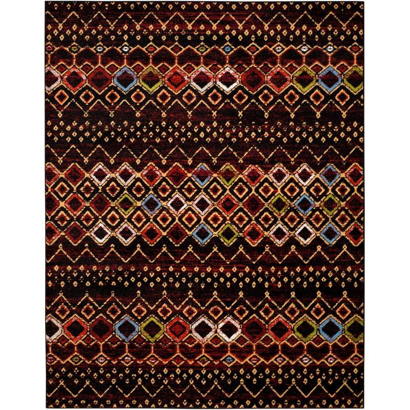 Tribal Chic Black & Multicolor Synthetic 9' x 12' Area Rug