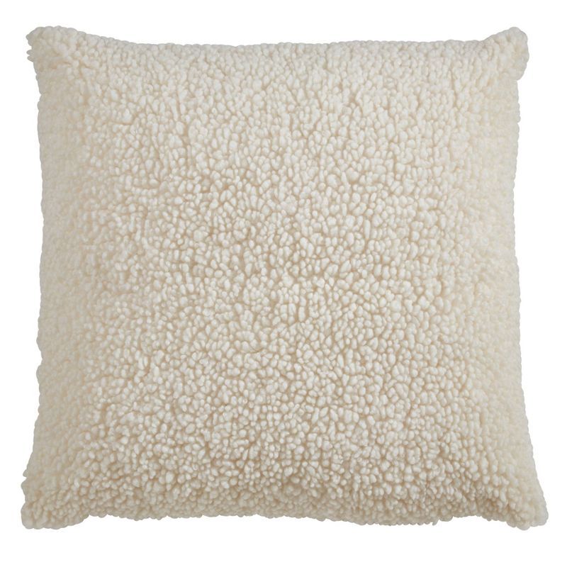 Ivory Faux Fur Square Throw Pillow 18"