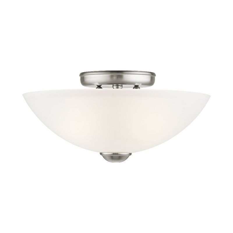 Somerset Brushed Nickel 2-Light Semi Flush Mount with Satin Glass