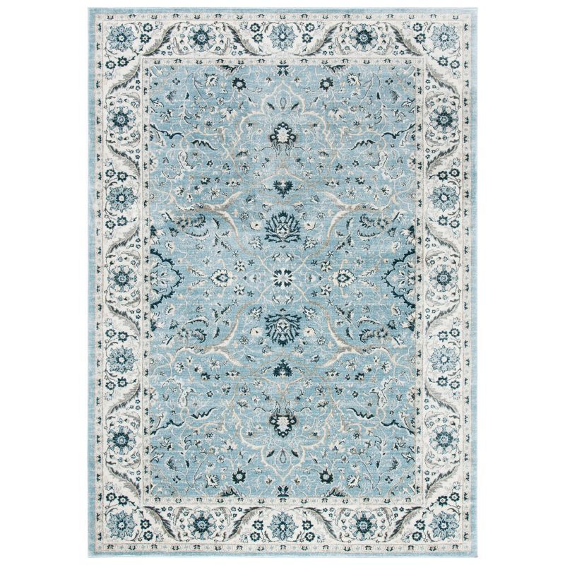 Isabella Light Blue and Cream Synthetic Rectangular Area Rug
