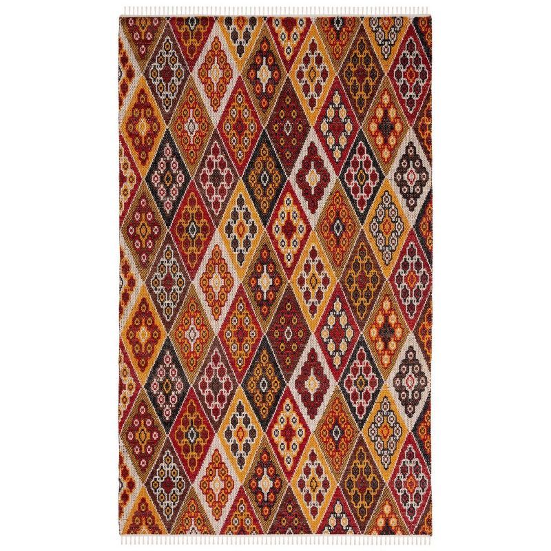 Handwoven Red and Gold Wool Kilim Area Rug, 5' x 8'