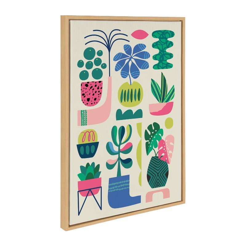 Colorful Mid-Century Modern Houseplants Canvas Wall Art