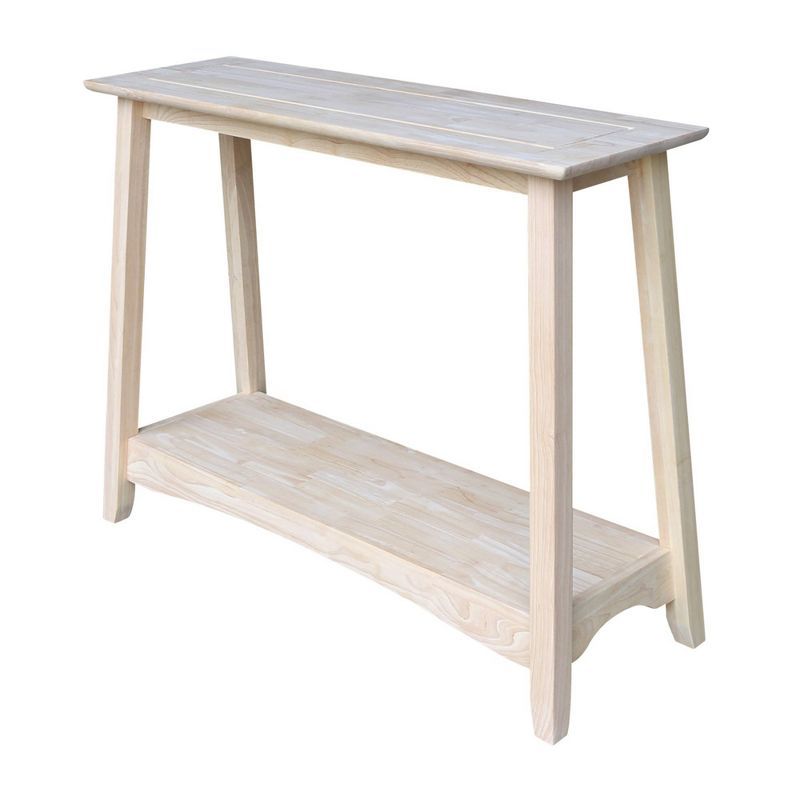 Customizable Solid Parawood Shaker Console Table with Storage Shelf