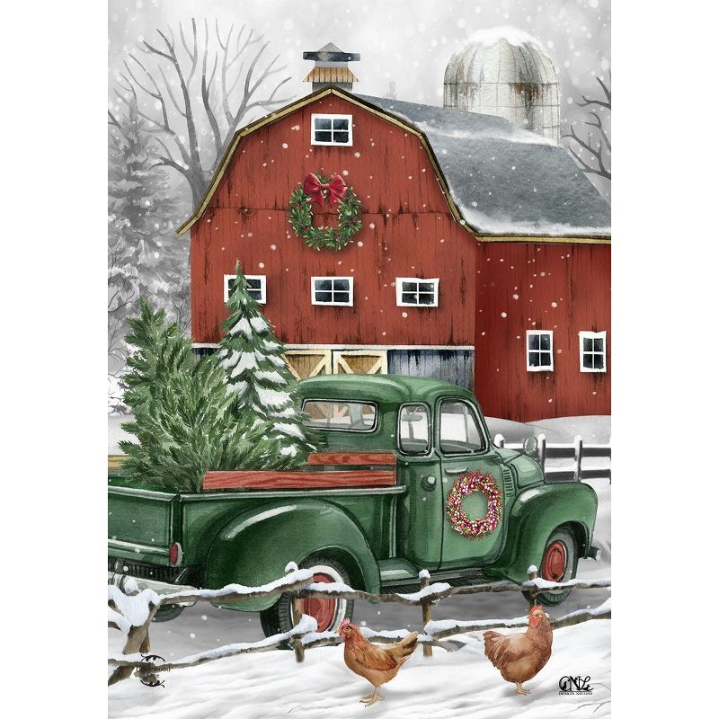 Christmas Farm Scene Polyester Garden Flag 18" x 12.5"