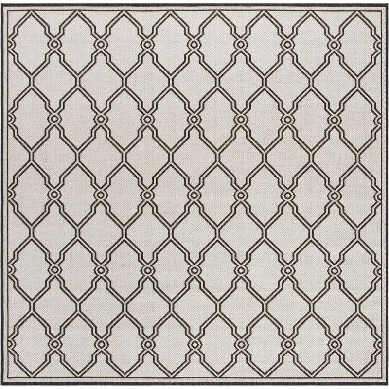 Gray Geometric Flat Woven Square Synthetic Area Rug