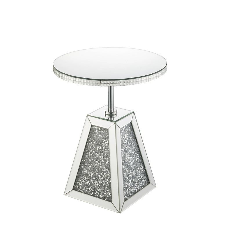 Elegant Round Wood & Glass Mirrored Accent Table