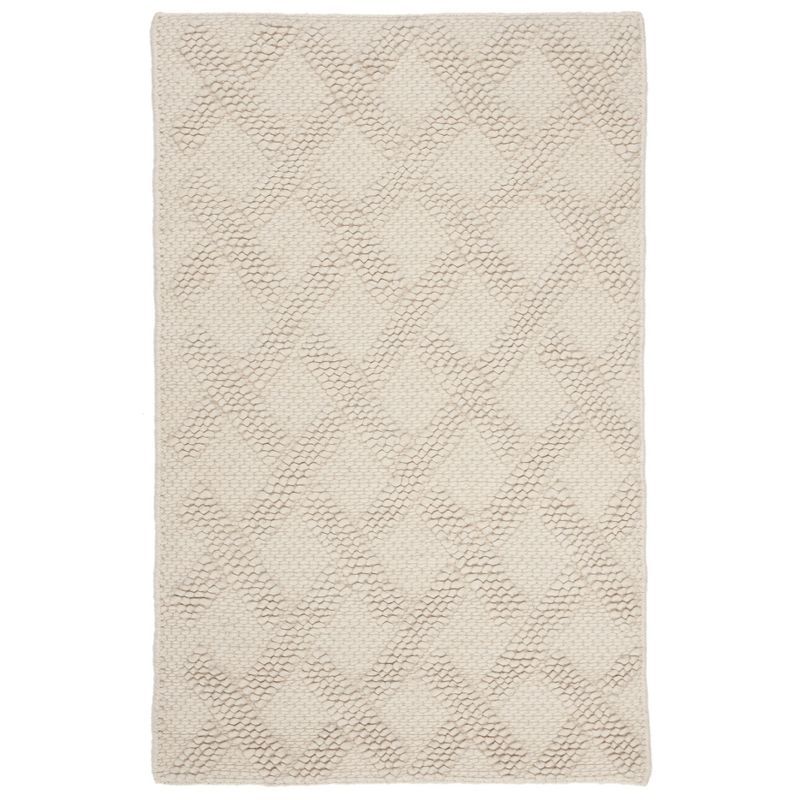 Ivory Hand-Tufted Wool Flat Woven Reversible Area Rug 3' x 5'