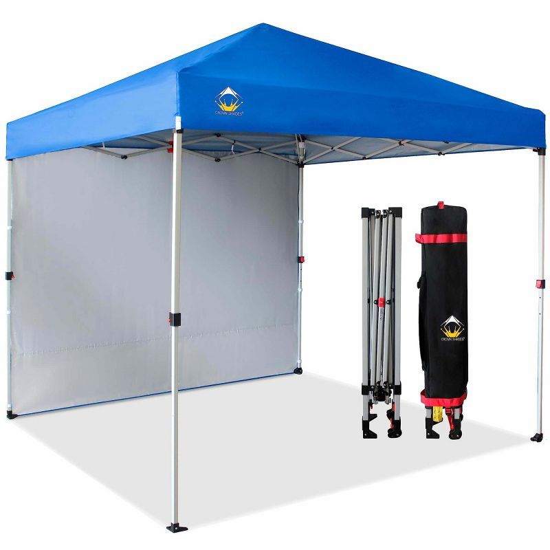 8x8 Blue Pop Up Canopy Tent with Side Wall