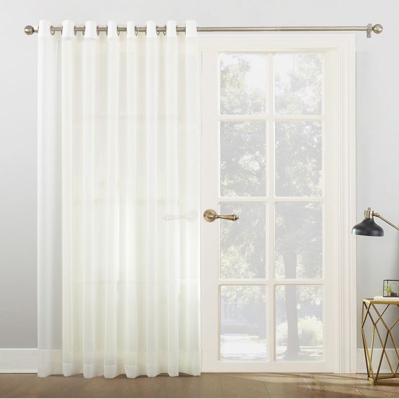 Ivory Sheer Extra-Wide Voile Sliding Door Curtain Panel