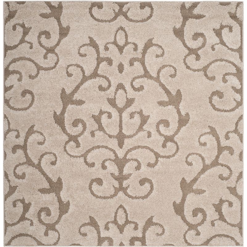 Cream Beige Tufted Handmade Square Shag Rug