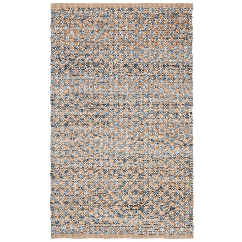 Cape Cod Blue and Natural Handwoven Wool Area Rug, 4' x 6'