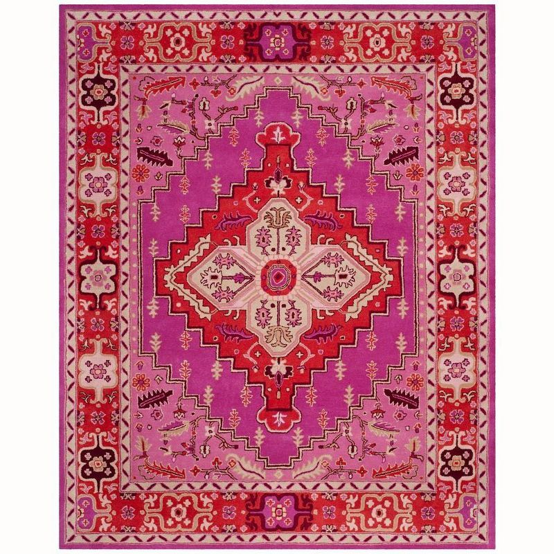 Handmade Tufted Wool Rectangular Rug in Red/Pink, 8' x 10'