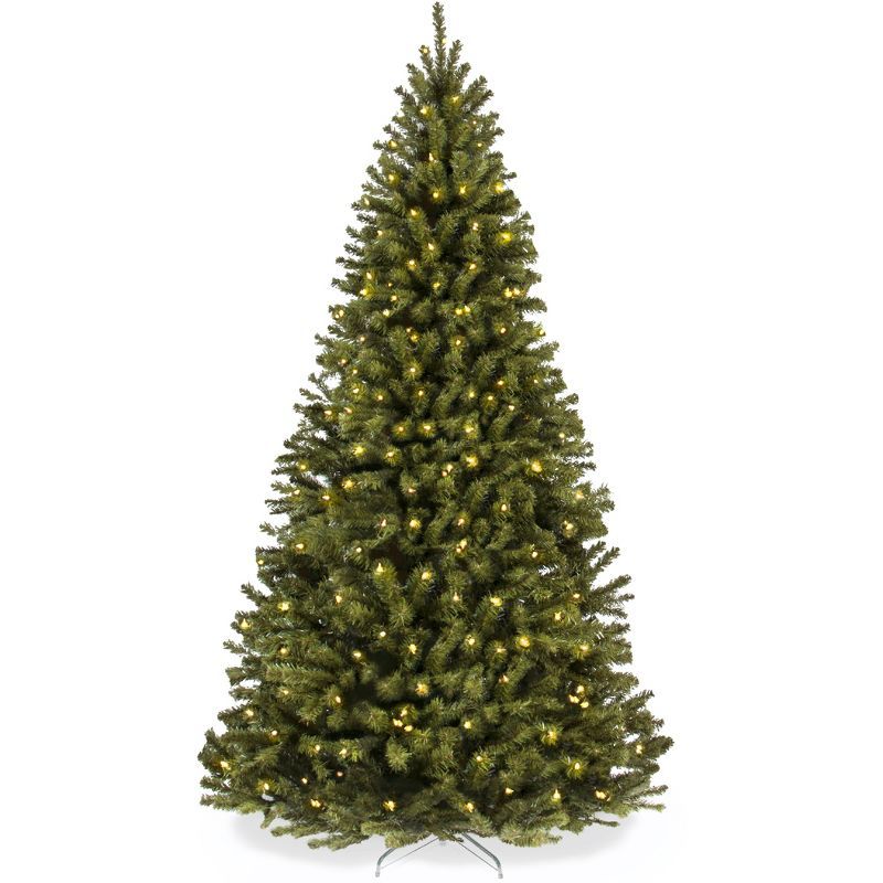 7.5ft Green Spruce Pre-Lit Artificial Christmas Tree with Metal Hinges