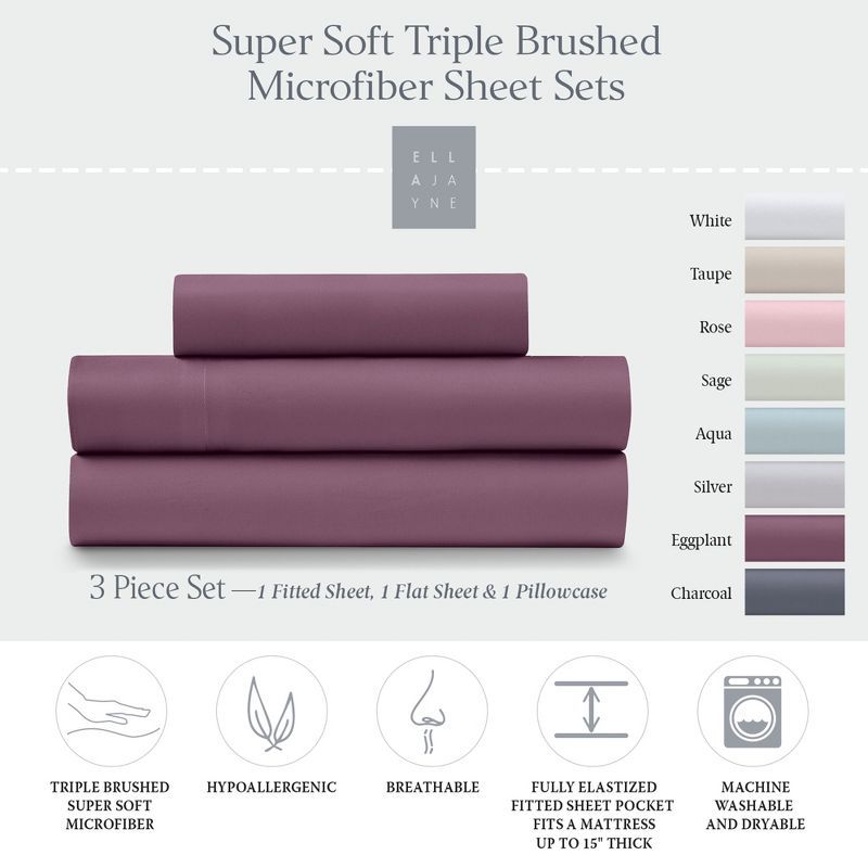 Twin Eggplant Super Soft Microfiber Sheet Set