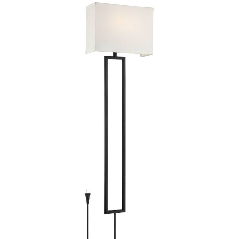 Portico Black Metal Dimmable Wall Lamp with White Linen Shade