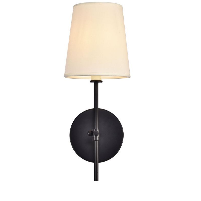 Mel Black Metal Dimmable Wall Sconce with Fabric Shade