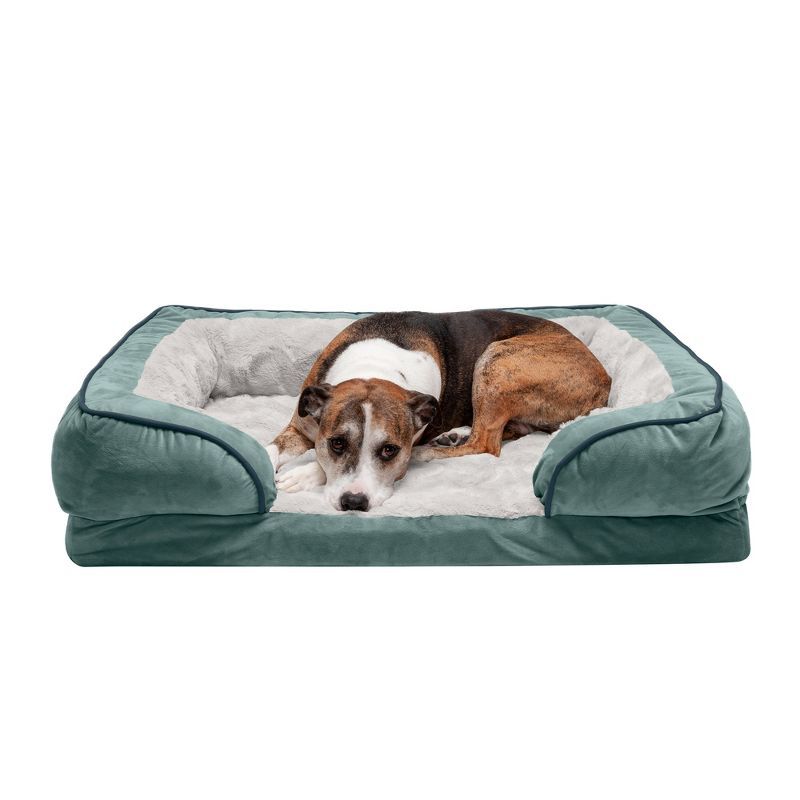 Celadon Green Large Orthopedic Velvet Sofa Dog Bed