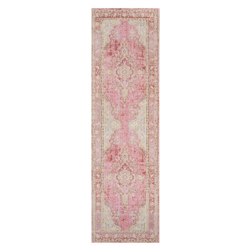 Isabella Pink Medallion Machine-Made Runner Rug