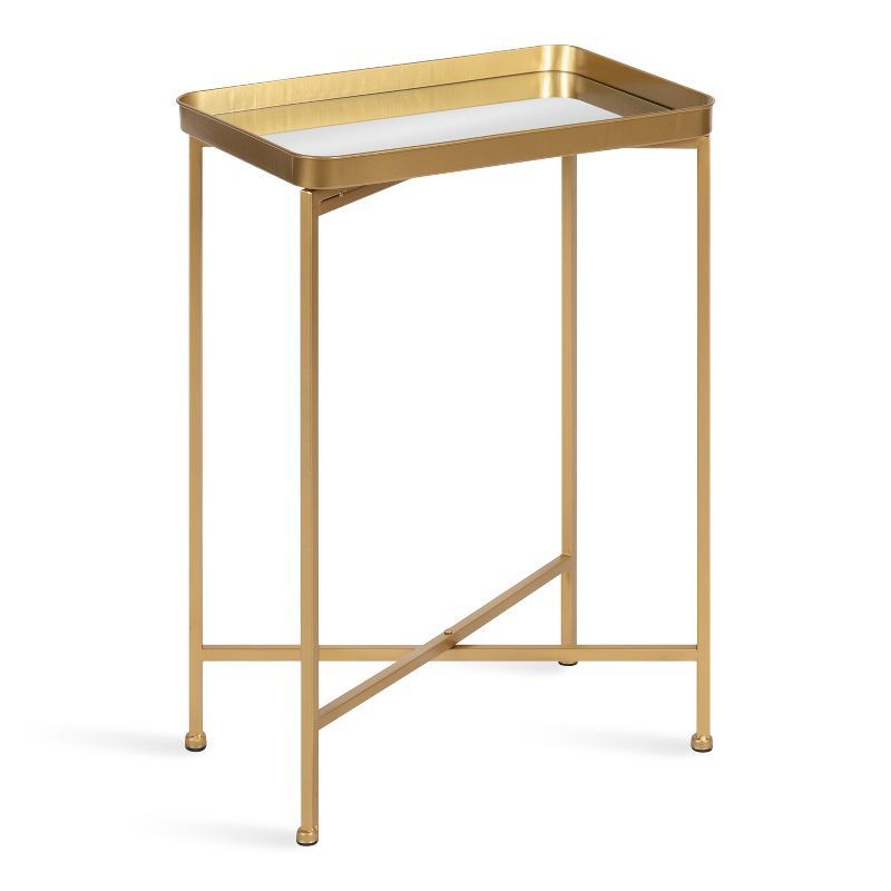 Celia Gold Metal and Mirrored Foldable Accent Table