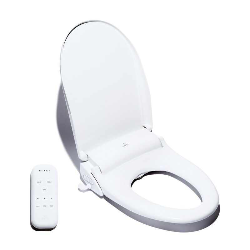 White Elongated Electric Bidet Seat with Remote Control