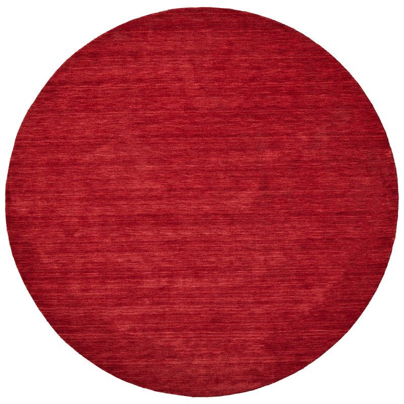 Pompeian Red Round Hand-Loomed Wool Area Rug, 8 ft