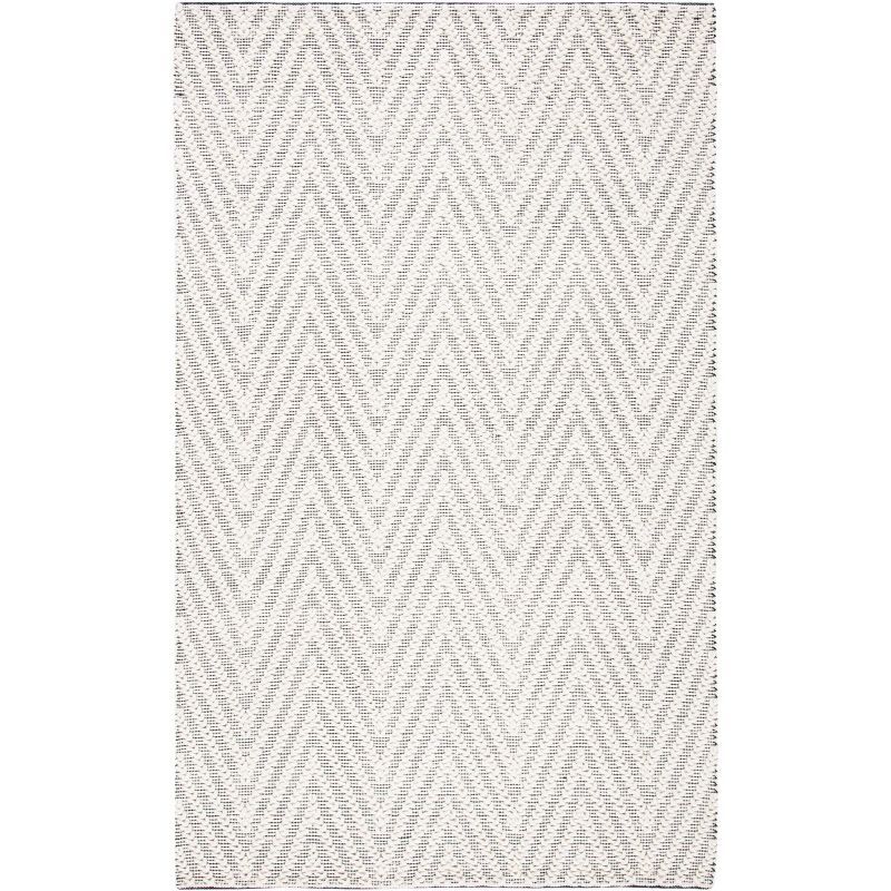 Natura Ivory and Black Hand-Tufted Wool 4' x 6' Area Rug