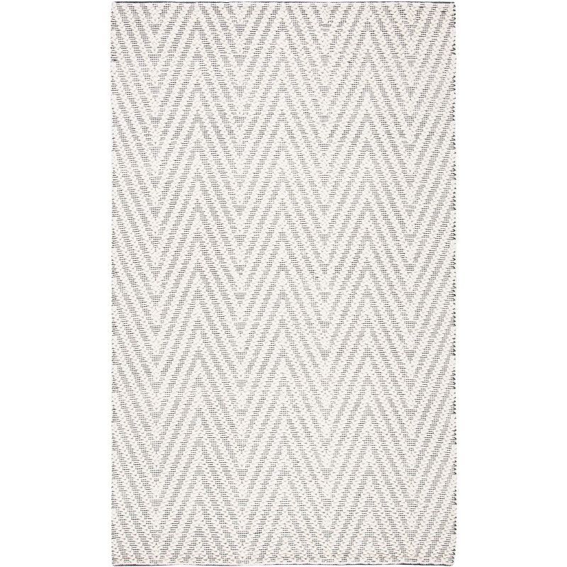 Natura Ivory and Black Hand-Tufted Wool 4' x 6' Area Rug