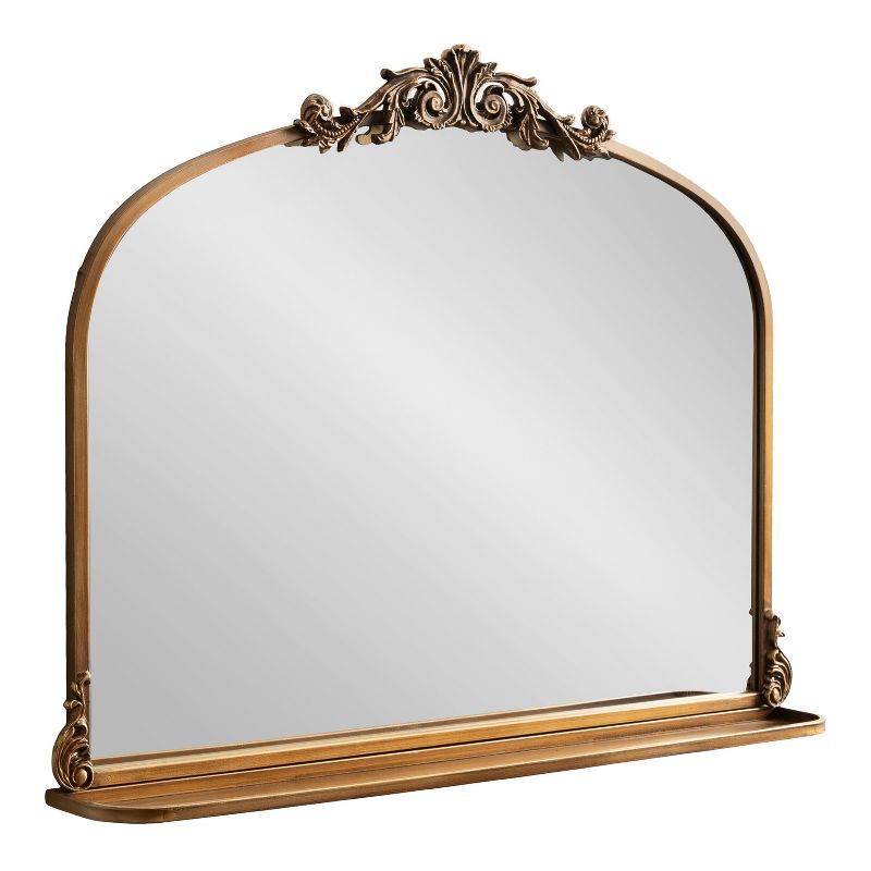 Gold Baroque Arch Vanity Mirror with Shelf, 33 x 26