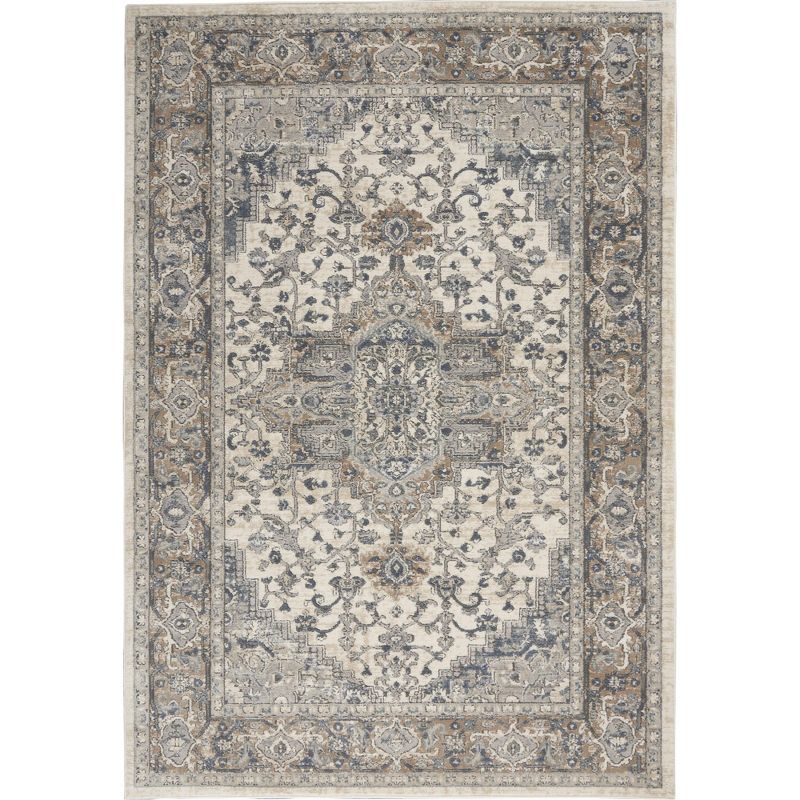 Braided Ivory/Grey Synthetic 6' x 9' Handmade Rectangular Rug