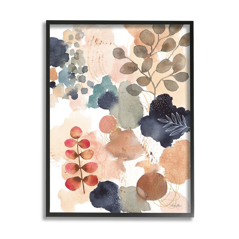 Abstract Botanical Shape Collage Black Framed Wall Art, 16 x 20