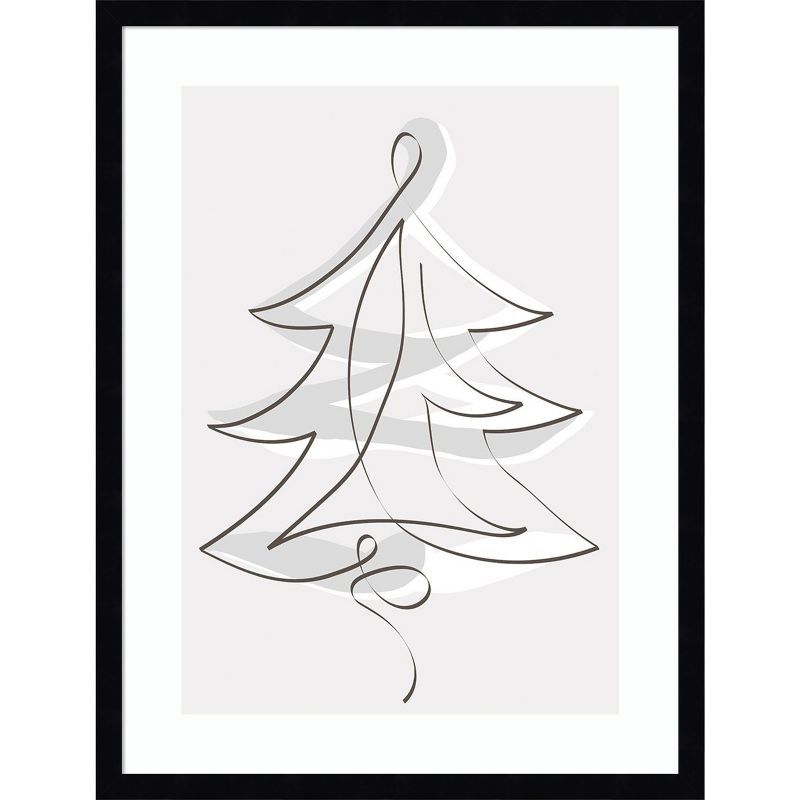 Merry Christmas Black and White Wood Framed Wall Art