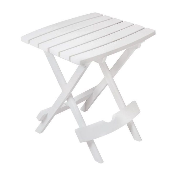 Quik-Fold Portable White Resin Outdoor Side Table