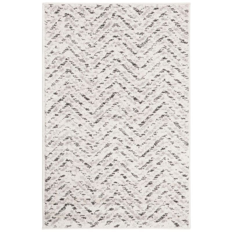 Ivory Charcoal 2'6"x4' Synthetic Easy-Care Rectangular Rug