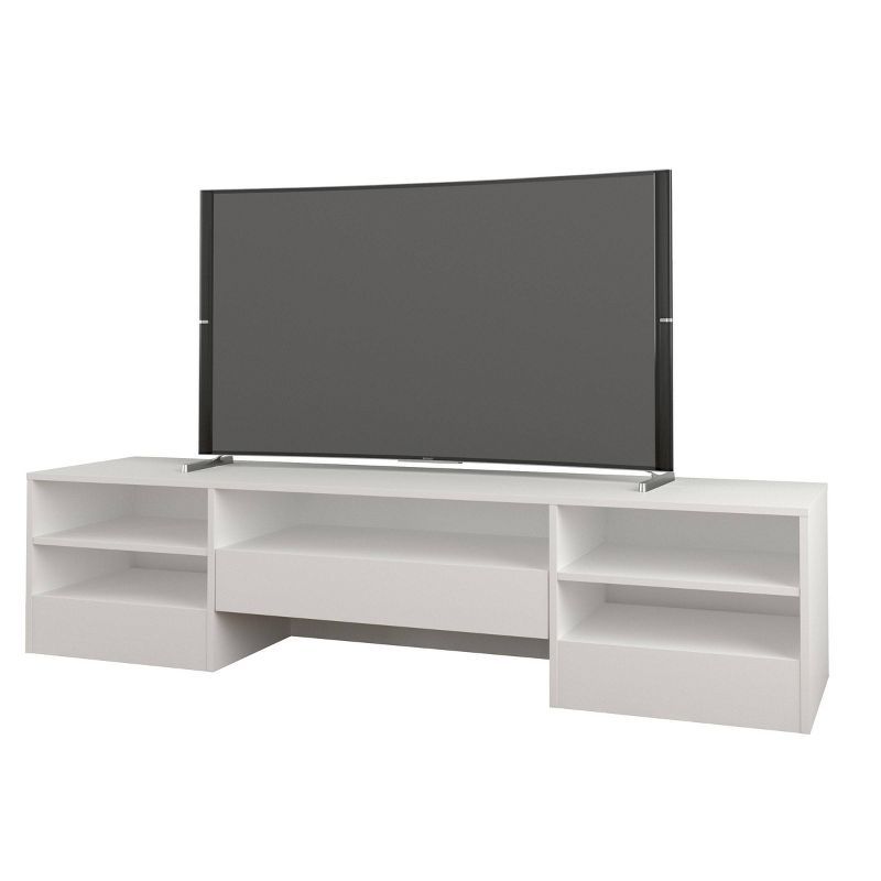 Rustik 76" White Engineered Wood TV Stand with Cabinet