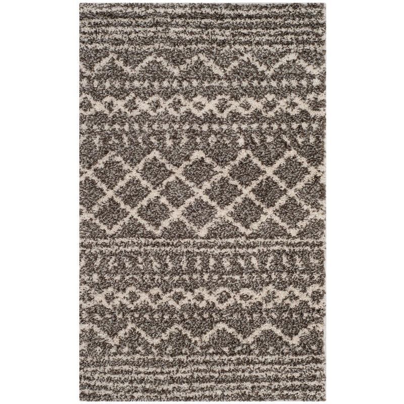 Southwestern Shag Brown & Ivory Geometric Area Rug - 4' x 6'